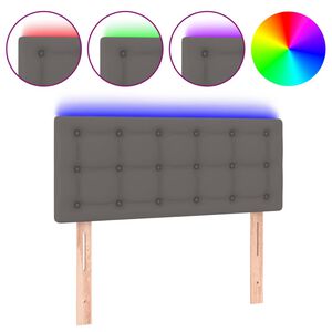 vidaXL Cabeceira de cama c/ LED 80x5x78/88cm couro artificial cinzento