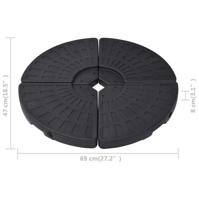 vidaXL Base de guarda-sol em forma de ventoinha 4 pcs preto