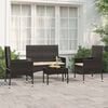vidaXL 4 pcs conjunto lounge de jardim c/ almofad&otilde;es vime PE preto