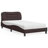 vidaXL Cama com colch&atilde;o Hvar 100x200 cm tecido castanho-escuro