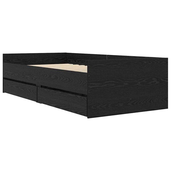 vidaXL Estrutura da Cama com gaveta Carvalho Preto 100 x 200 cm
