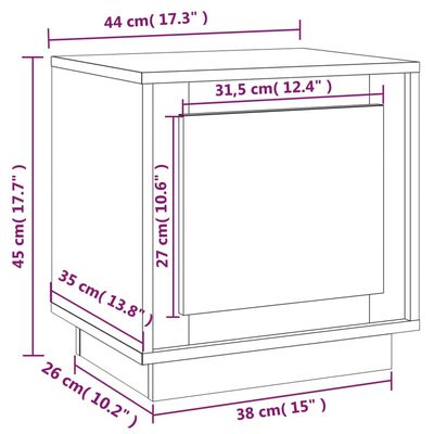 vidaXL Mesa de cabeceira 44x35x45cm derivados madeira branco brilhante