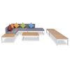 vidaXL 5 pcs conjunto lounge p/ jardim com almofadas alum&iacute;nio e WPC