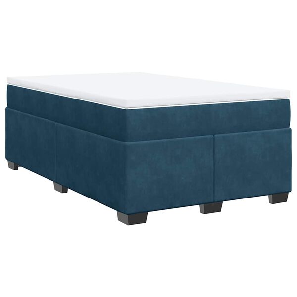 vidaXL Cama boxspring com colch&atilde;o 120x200 cm veludo azul-escuro