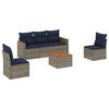 vidaXL Conjunto de sof&aacute; de jardim com 6 pe&ccedil;as e almofadas em rattan sint&eacute;tico cinza