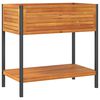 vidaXL Vaso/floreira jardim c/ prateleira 80x45x80cm ac&aacute;cia maci&ccedil;a/a&ccedil;o