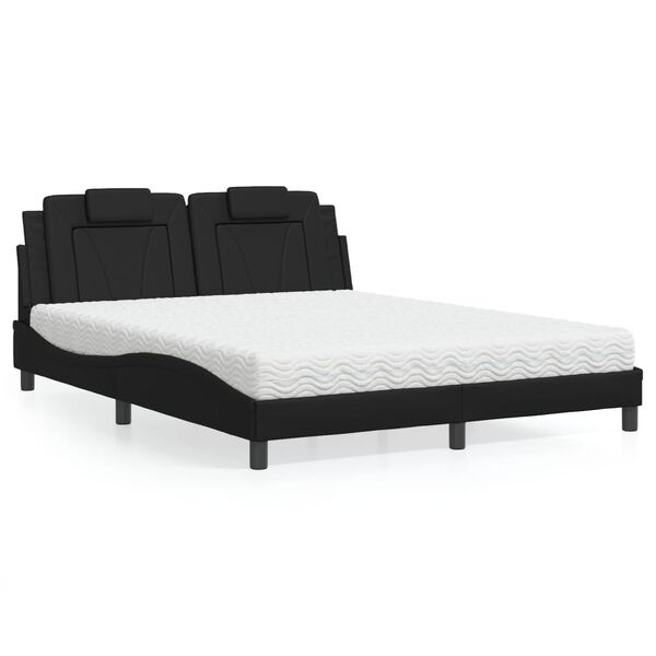 vidaXL Cama Viana com colch&atilde;o 160x200 cm couro artificial preto