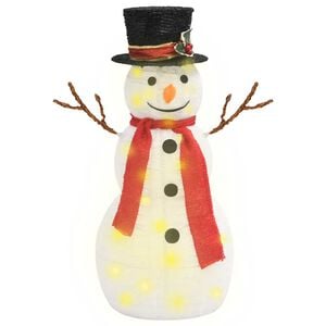 vidaXL Boneco de neve decorativo com luz LED tecido de luxo 60 cm