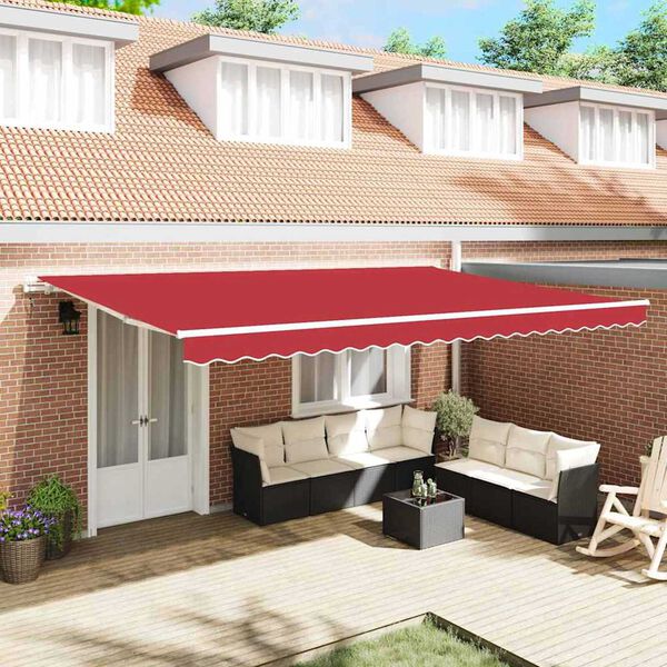 vidaXL Toldo Retr&aacute;til Vermelho 500 &times; 300 cm Tecido e Metal