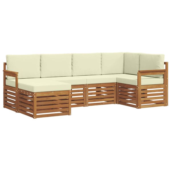 vidaXL Conjunto de Sof&aacute; Sectional com almofada 6 pcs Natural e Creme