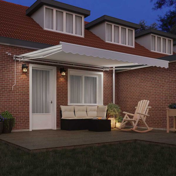 vidaXL Toldo Retr&aacute;til Branco 400 &times; 300 cm Poli&eacute;ster e Metal