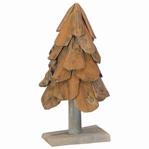 vidaXL &Aacute;rvore de Natal Castanho 61 cm Madeira de teca maci&ccedil;a