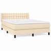 vidaXL Cama com molas/colch&atilde;o 140x200 cm tecido cor creme