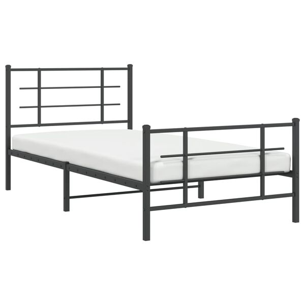 vidaXL Estrutura de cama com cabeceira e pés 107x203 cm metal preto