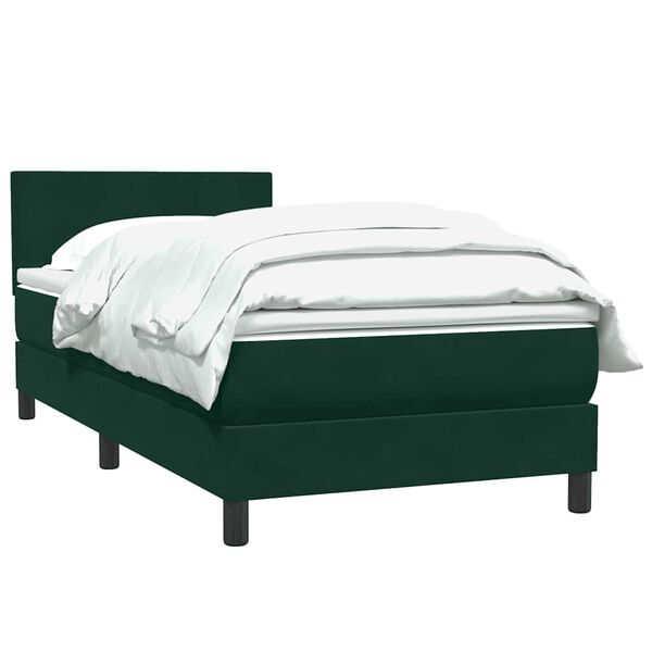 vidaXL Cama com molas/colch&atilde;o verde-escuro 90x210 cm veludo