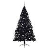 vidaXL &Aacute;rvore de Natal Artificial Pr&eacute;-iluminada Preto 240 cm PVC