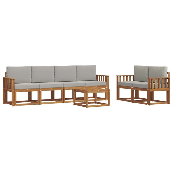 vidaXL Conjunto de Sof&aacute;s para Exterior 7 pcs Cinza Natural e Claro