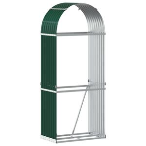 vidaXL Suporte de lenha 80x45x190 cm aço galvanizado verde