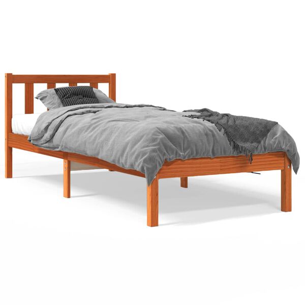 vidaXL Cama sem colchão 90x190 cm madeira de pinho maciça castanho-mel