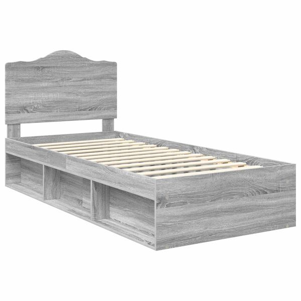 vidaXL Estrutura da Cama com cabeceira Cinza Sonoma 75 x 190 cm