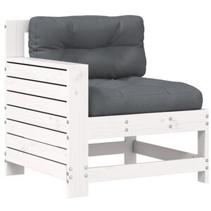 vidaXL Sof&aacute; de jardim com almofad&atilde;o madeira de pinho maci&ccedil;a branco