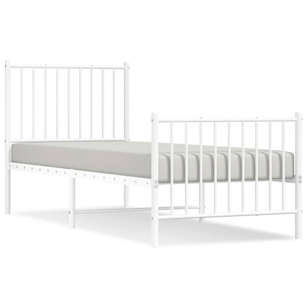 vidaXL Estrutura de cama com cabeceira e p&eacute;s 80x200 cm metal branco