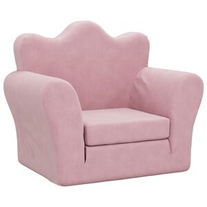 vidaXL Sof&aacute;-cama infantil de pel&uacute;cia rosa