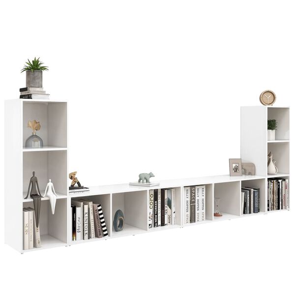 vidaXL Móveis de TV 4 pcs 107x35x37 cm contraplacado branco