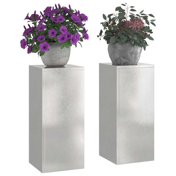 vidaXL Suporte para Plantas 2 pcs Prateado 24 x 24 x 55 cm