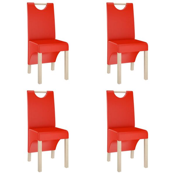 vidaXL Cadeiras de jantar 4pcs couro artificial vermelho