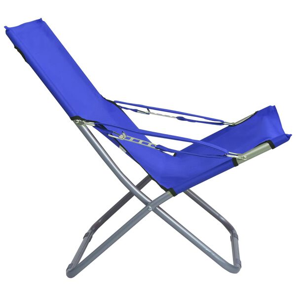 vidaXL Cadeiras de praia dobr&aacute;veis 2 pcs tecido azul