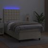 vidaXL Cama box spring c/ colch&atilde;o/LED 80x200 cm couro artificial creme