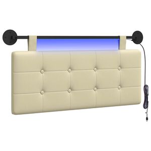 vidaXL Cabeceira suspensa Com luz LED Creme Couro Sint&eacute;tico