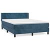 vidaXL Cama com molas/colch&atilde;o 140x190 cm veludo azul-escuro