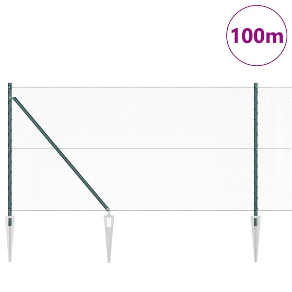 vidaXL Poste de Cerca Verde 100 x 1 m (malha de 13 mm) Aço e PVC