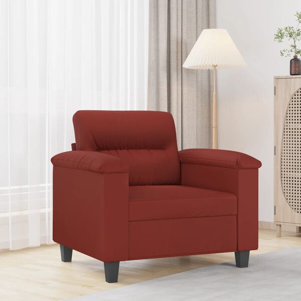 vidaXL Poltrona 60 cm couro artificial vermelho tinto