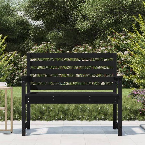 vidaXL Banco de jardim 109x48x91,5 cm madeira de pinho maci&ccedil;a preto