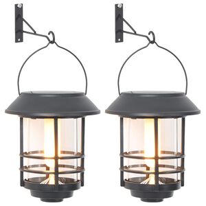 vidaXL Candeeiro solar p/ exterior 2pcs chama tremulante branco quente