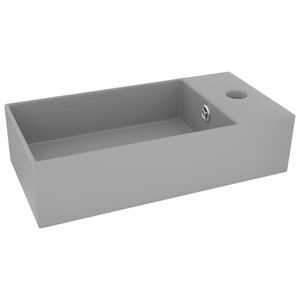 vidaXL Lavat&oacute;rio WC c/ extravasamento cer&acirc;mica cinza-claro