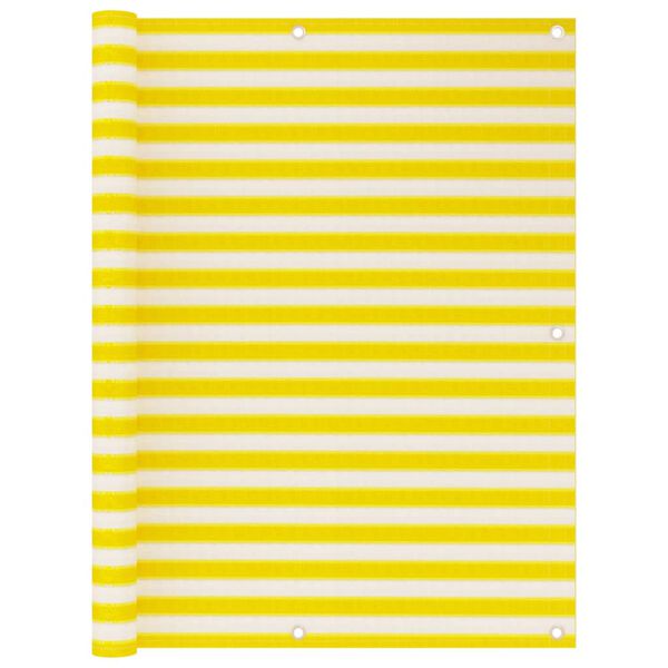 vidaXL Tela de varanda 120x600 cm PEAD amarelo e branco