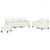 vidaXL 3 pcs conjunto sof&aacute;s c/ almofad&otilde;es couro artificial cor creme