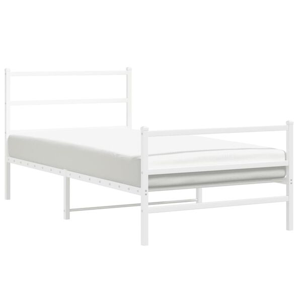 vidaXL Estrutura de cama com cabeceira e p&eacute;s 100x190 cm metal branco