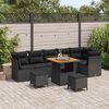 vidaXL Conjunto de Sof&aacute; de Jardim 9 pcs Preto vime PE