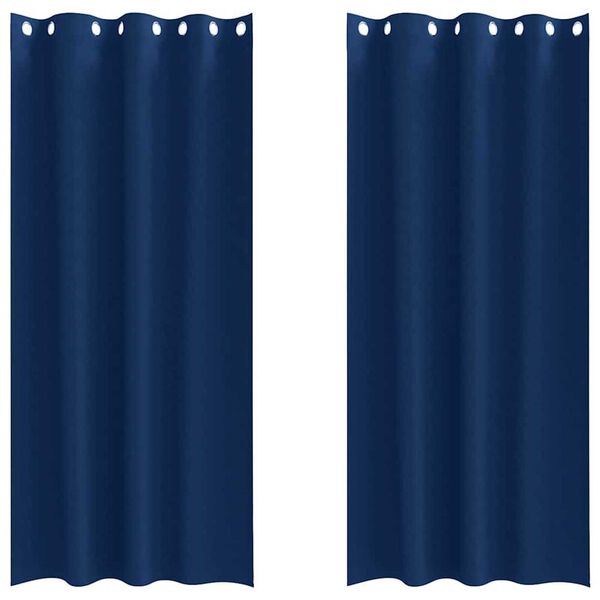 vidaXL Cortinas Blackout com Argolas 2 pcs Azul Escuro 225 x 140 cm