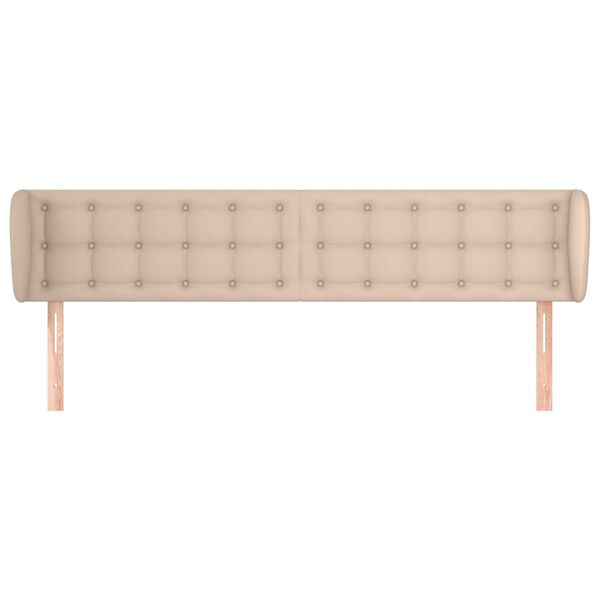 vidaXL Cabeceira cama abas couro artificial 163x23x78/88 cm cappuccino