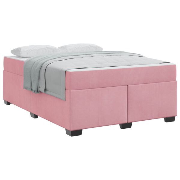 vidaXL Estrutura da Cama com colch&atilde;o Rosa 160 x 200 cm tecido