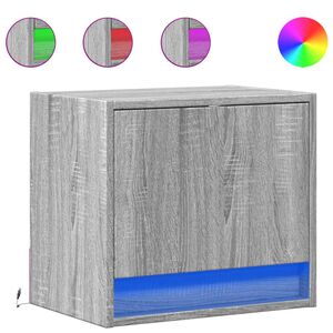 vidaXL Mesas de cabeceira de parede com luzes LED 2pcs cinzento sonoma