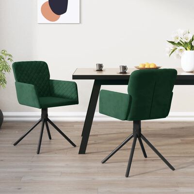 vidaXL Cadeiras de jantar giratorias 2 pcs veludo verde-escuro