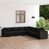 vidaXL 7 pcs conjunto lounge de jardim c/ almofad&otilde;es vime PE preto