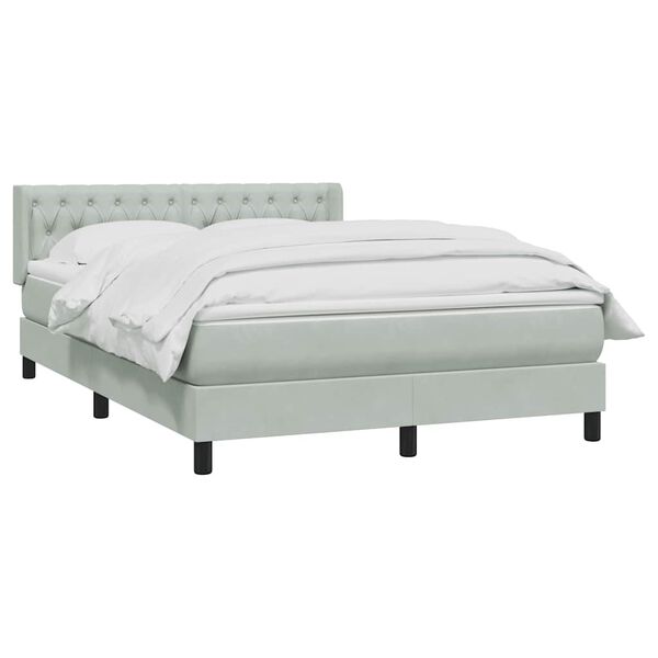 vidaXL Cama com molas/colch&atilde;o 160x210 cm veludo cinzento-claro